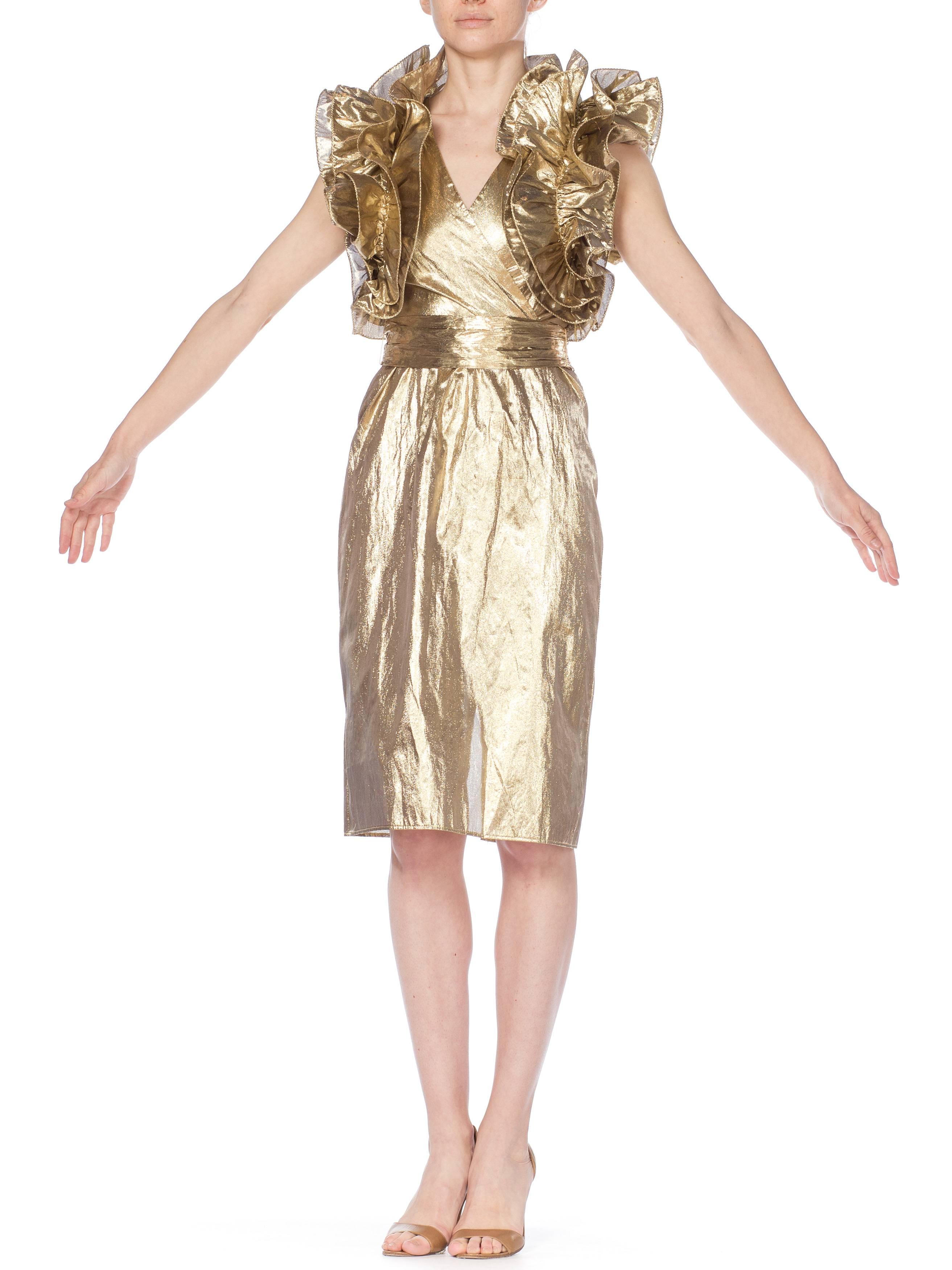 gold ruffle dress
