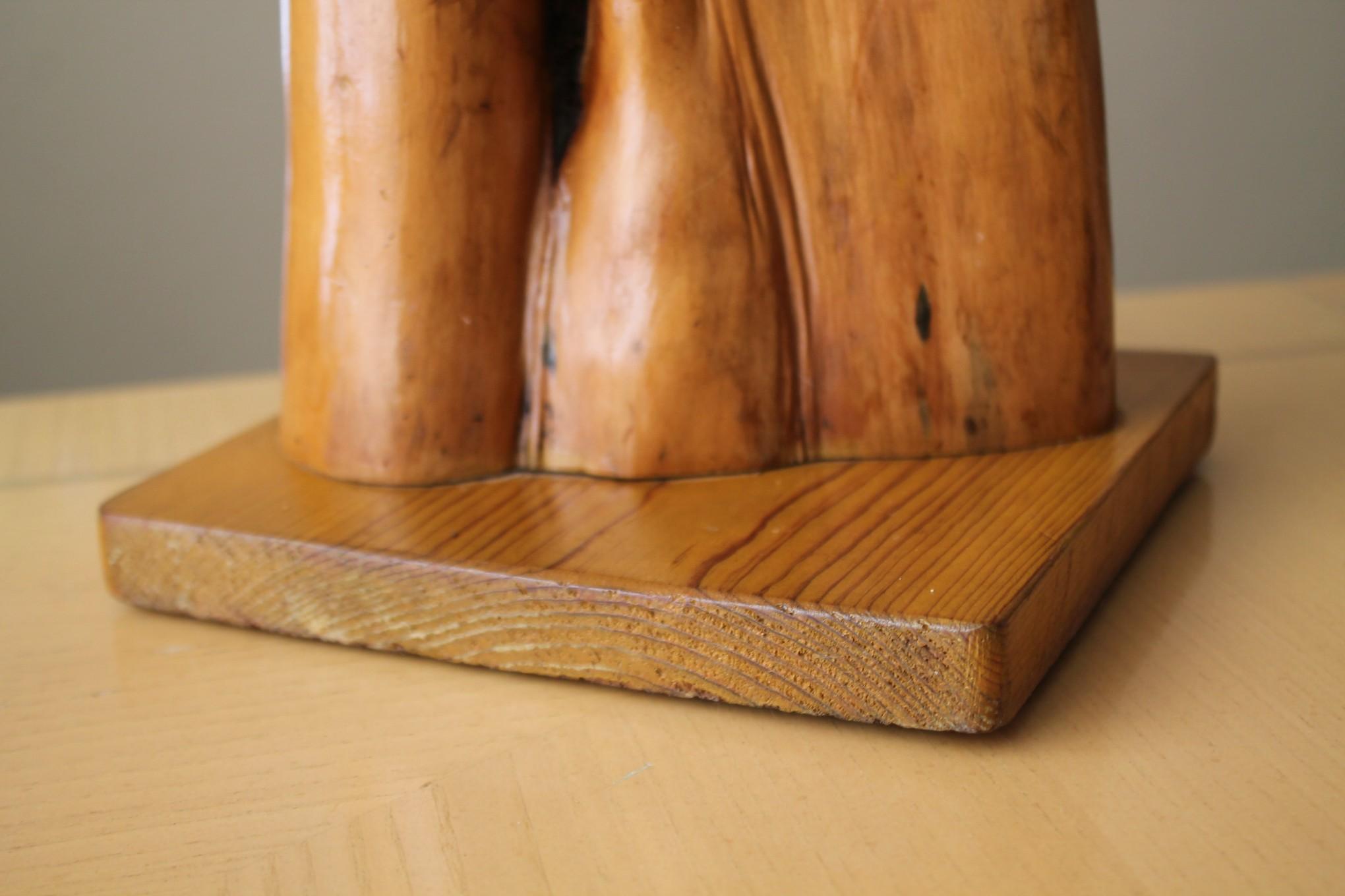 American Fab! Mid Century Modern Cypress Knee Wood Table Lamp! Arts Crafts Movement 1950s