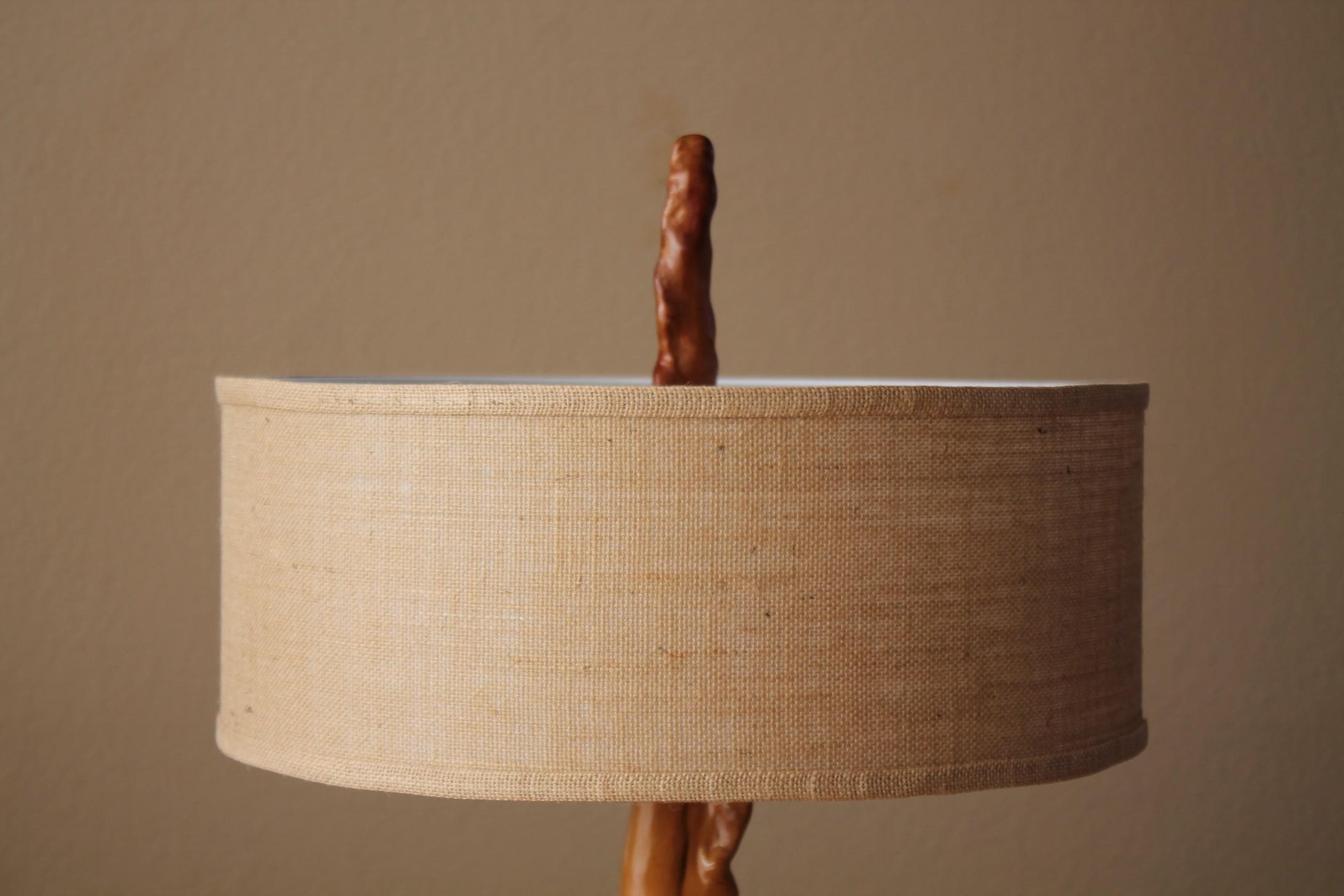 Fab! Mid Century Modern Cypress Knee Wood Table Lamp! Arts Crafts Movement 1950s In Good Condition In Peoria, AZ