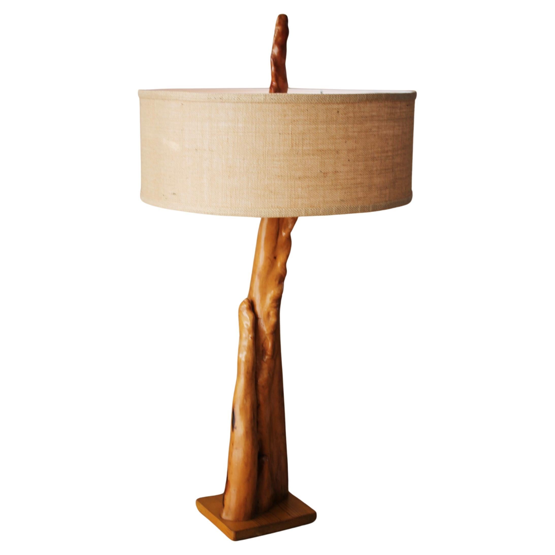 Fab! Mid Century Modern Cypress Knee Wood Table Lamp! Arts Crafts Movement 1950s