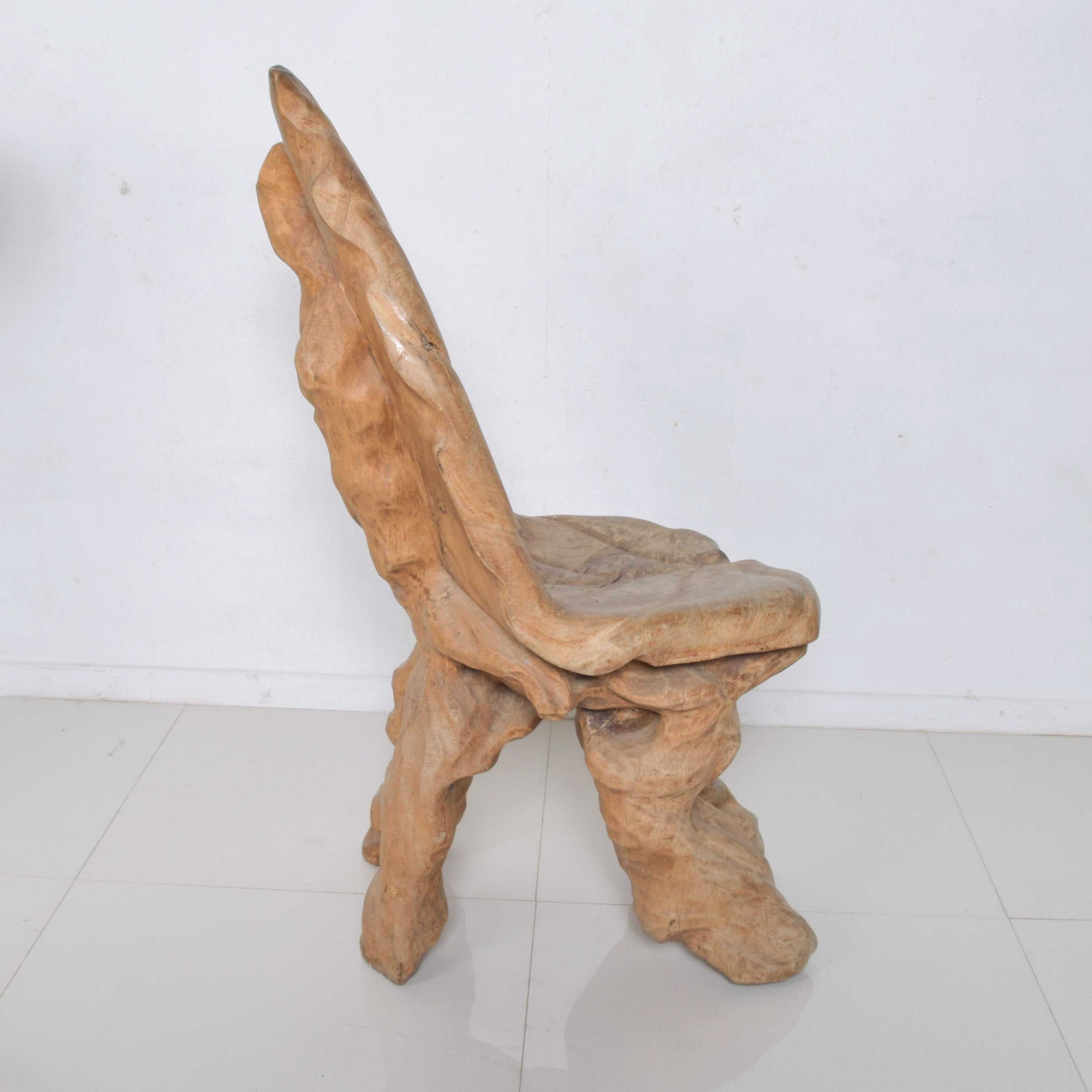 1970s Organic Chair Solid Blonde Mahogany Studio Art Piece 2