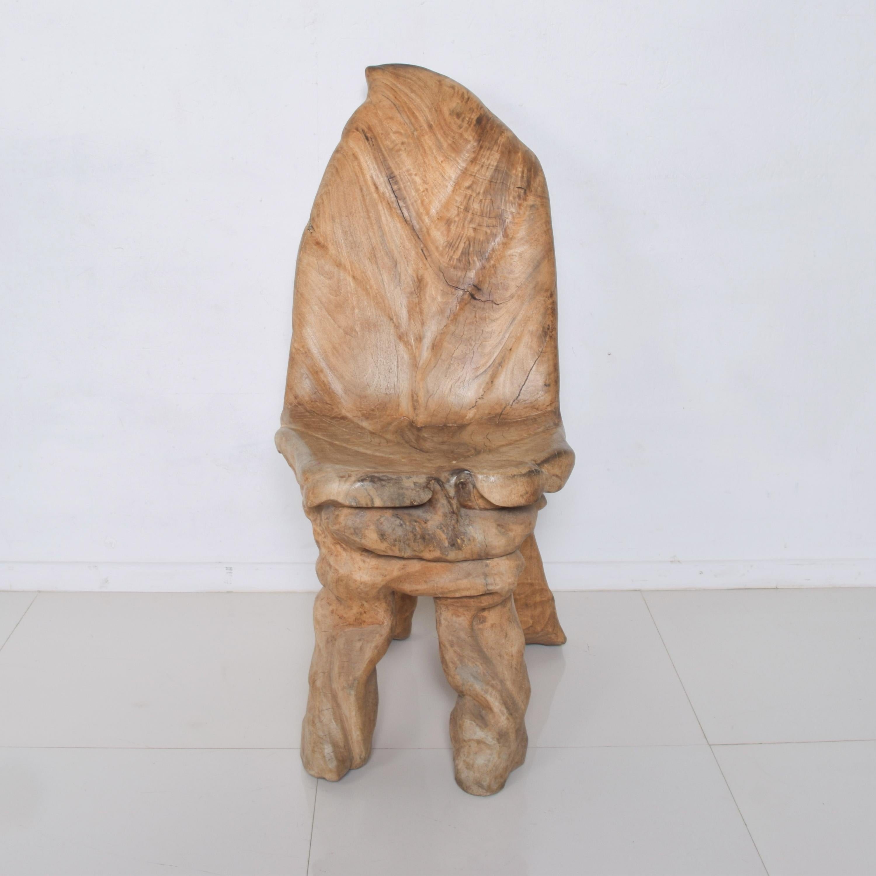 American 1970s Organic Chair Solid Blonde Mahogany Studio Art Piece