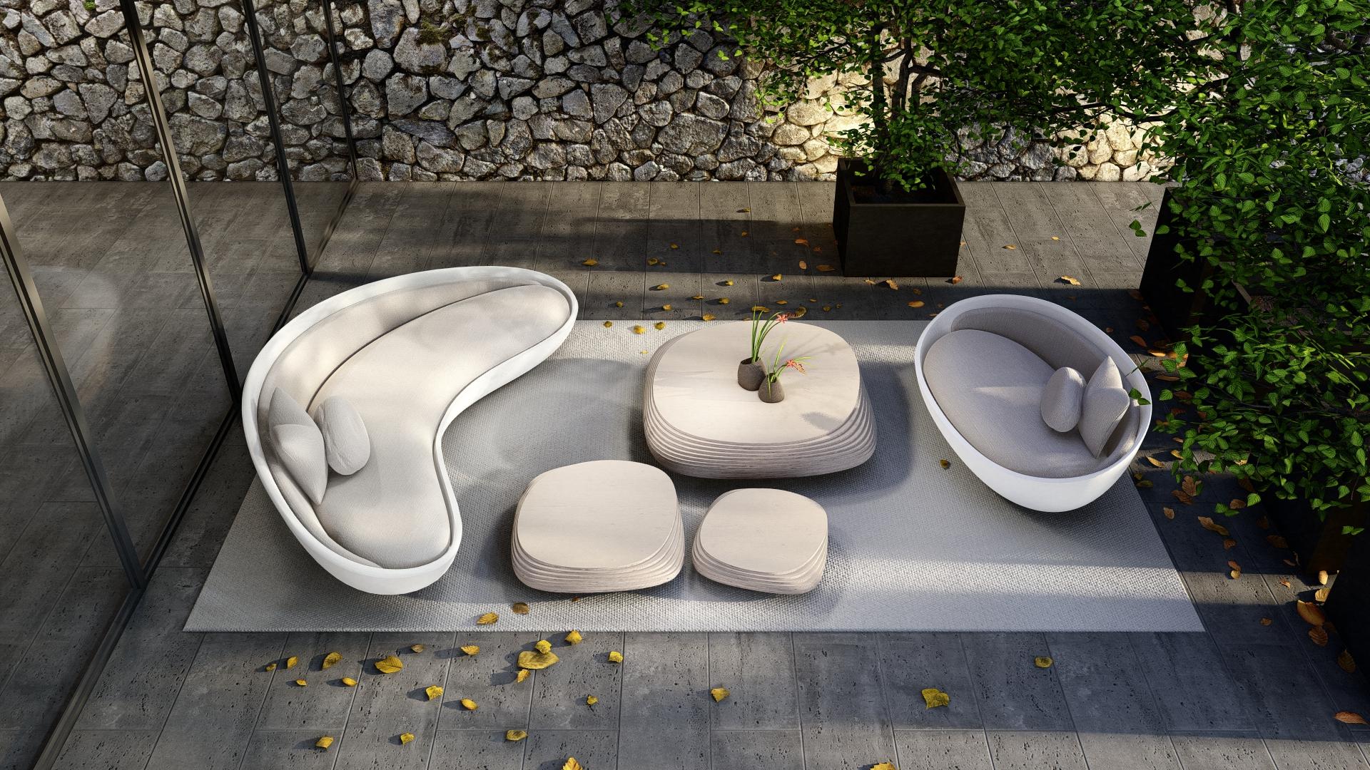 Guatemalan Faba Fiber by Piegatto, a Sculptural Outdoor Loveseat For Sale
