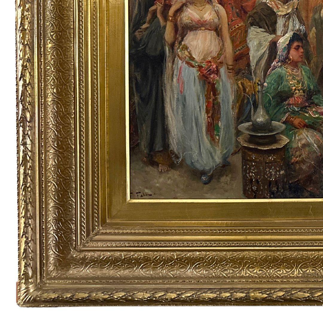 The Dance Large Antique Orientalist Oil Painting on Canvas, Signed, 19th Century For Sale 6