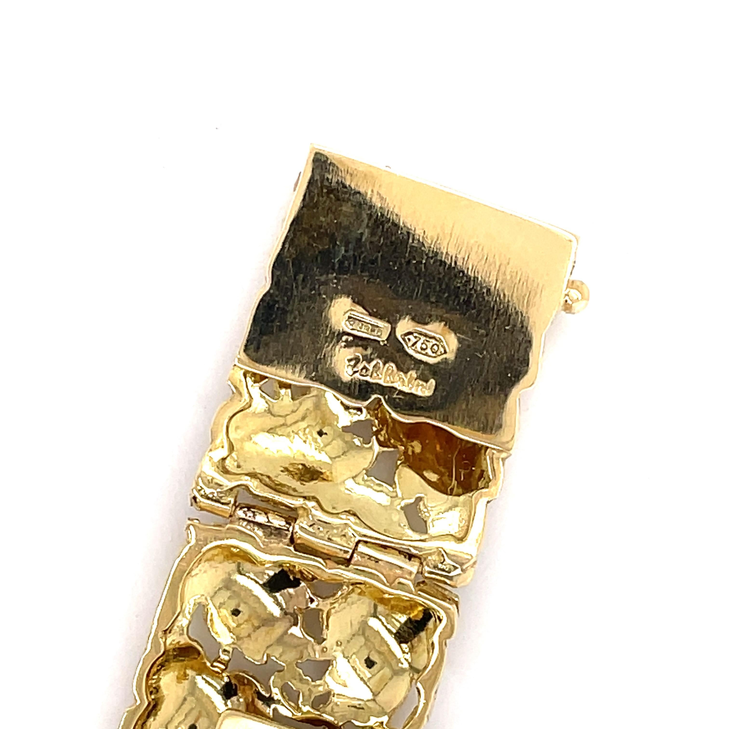 Fabbrini 18 Karat Satin Yellow Gold Grape Leaf Inspired Link Bracelet For Sale 8