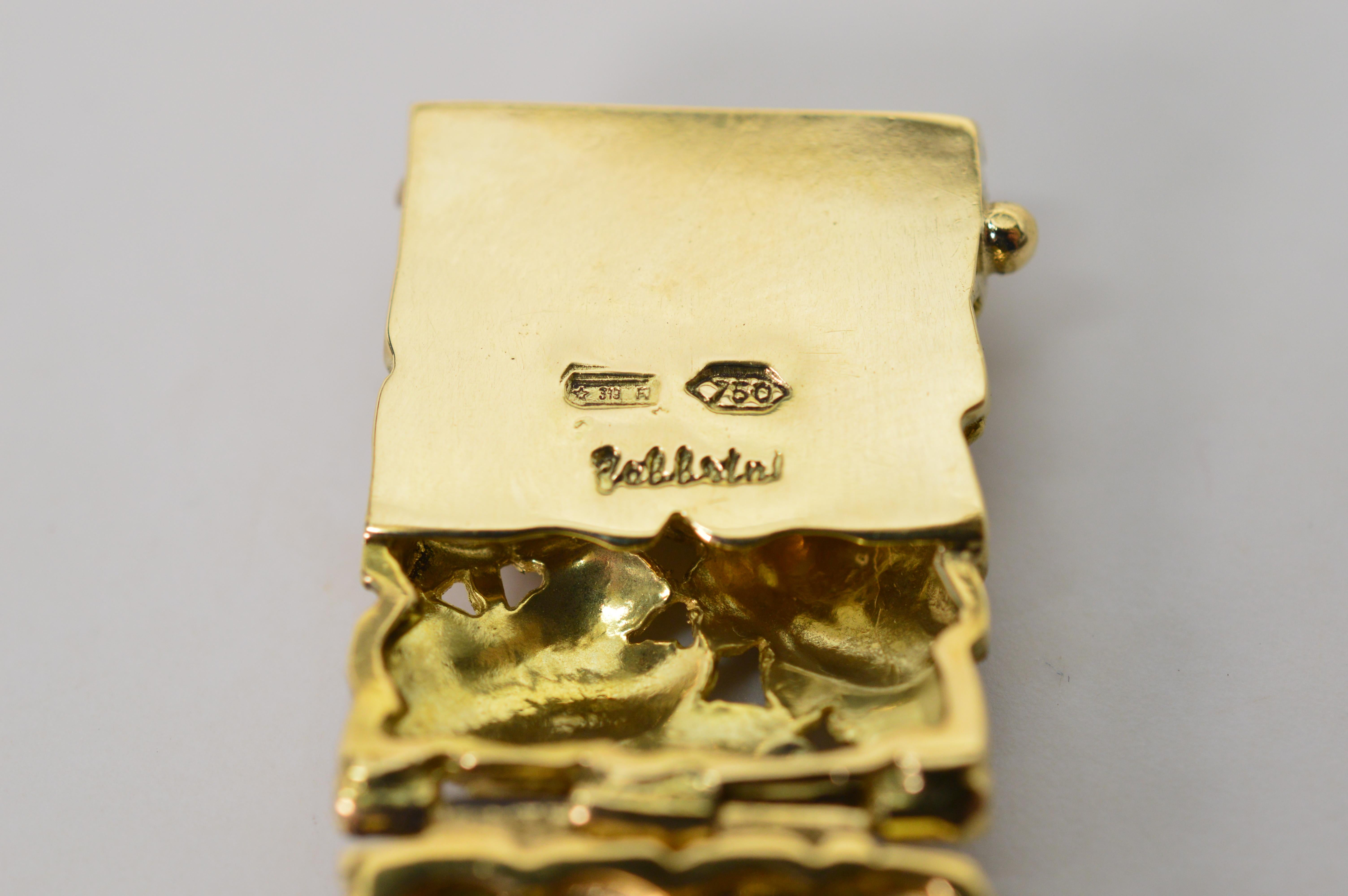 Fabbrini 18 Karat Satin Yellow Gold Grape Leaf Inspired Link Bracelet For Sale 6
