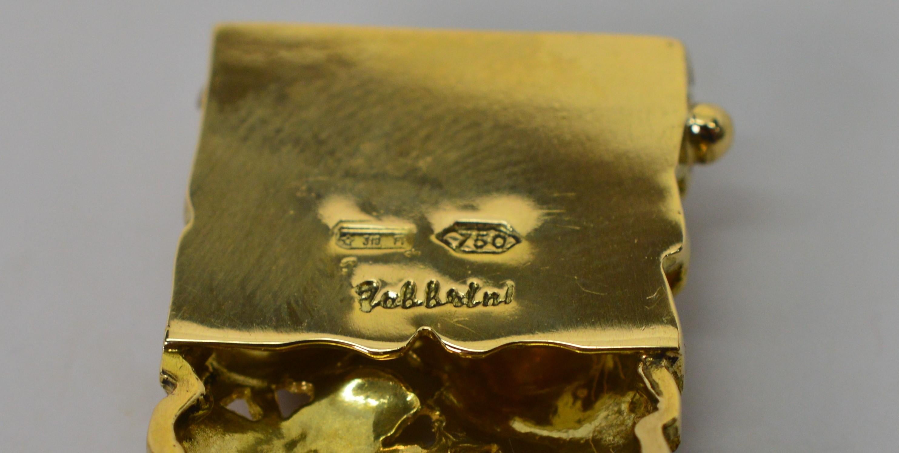 Fabbrini Pulsera de Eslabones de Oro Amarillo Satinado de 18 Kilates Inspirada en la Hoja de Uva en venta 3