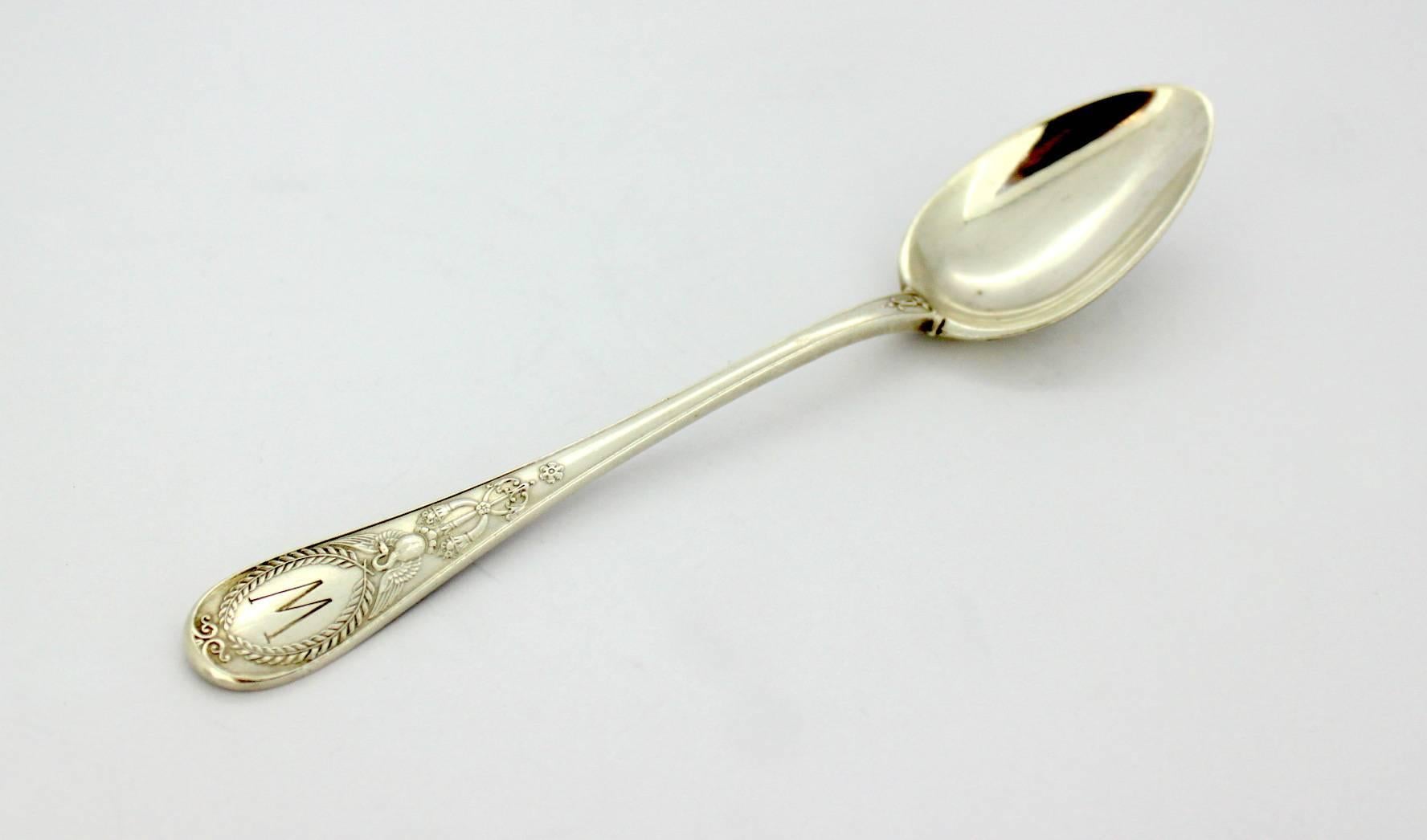 Antique solid silver coffee spoon, Has Initial 