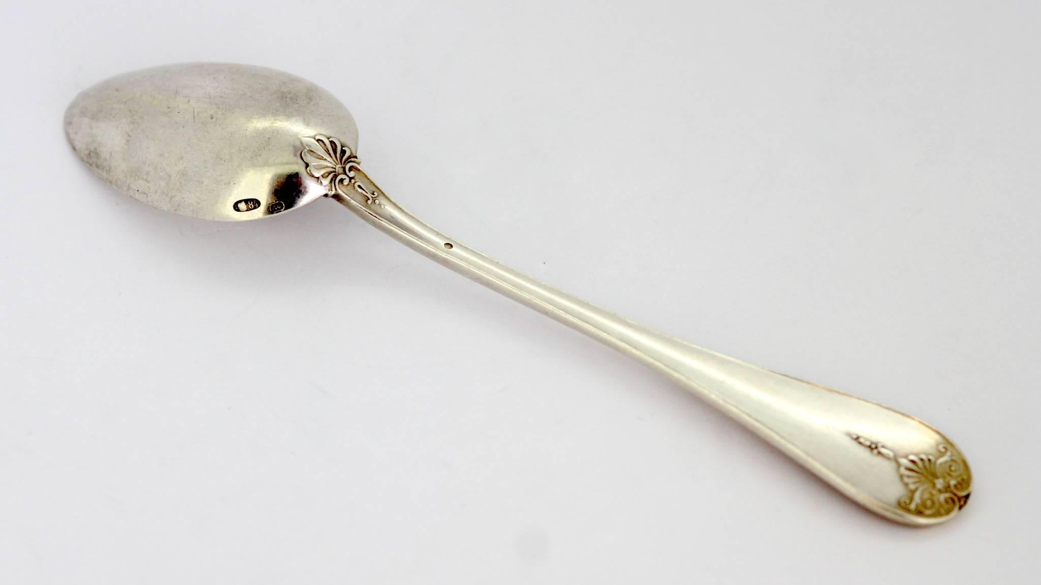 Russian Fabergé, Antique Solid Silver Coffee Spoon, 1870s