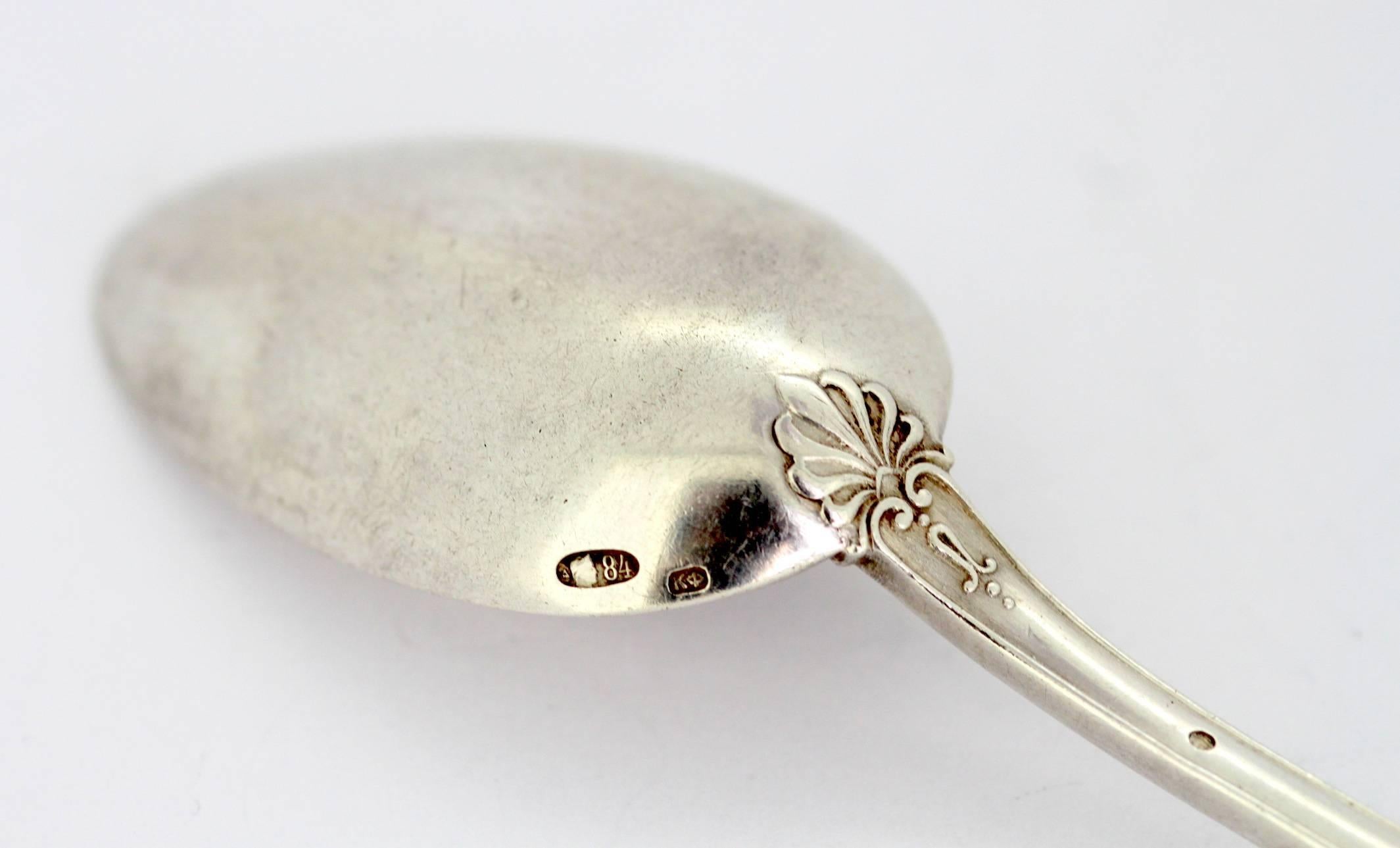 Late 19th Century Fabergé, Antique Solid Silver Coffee Spoon, 1870s