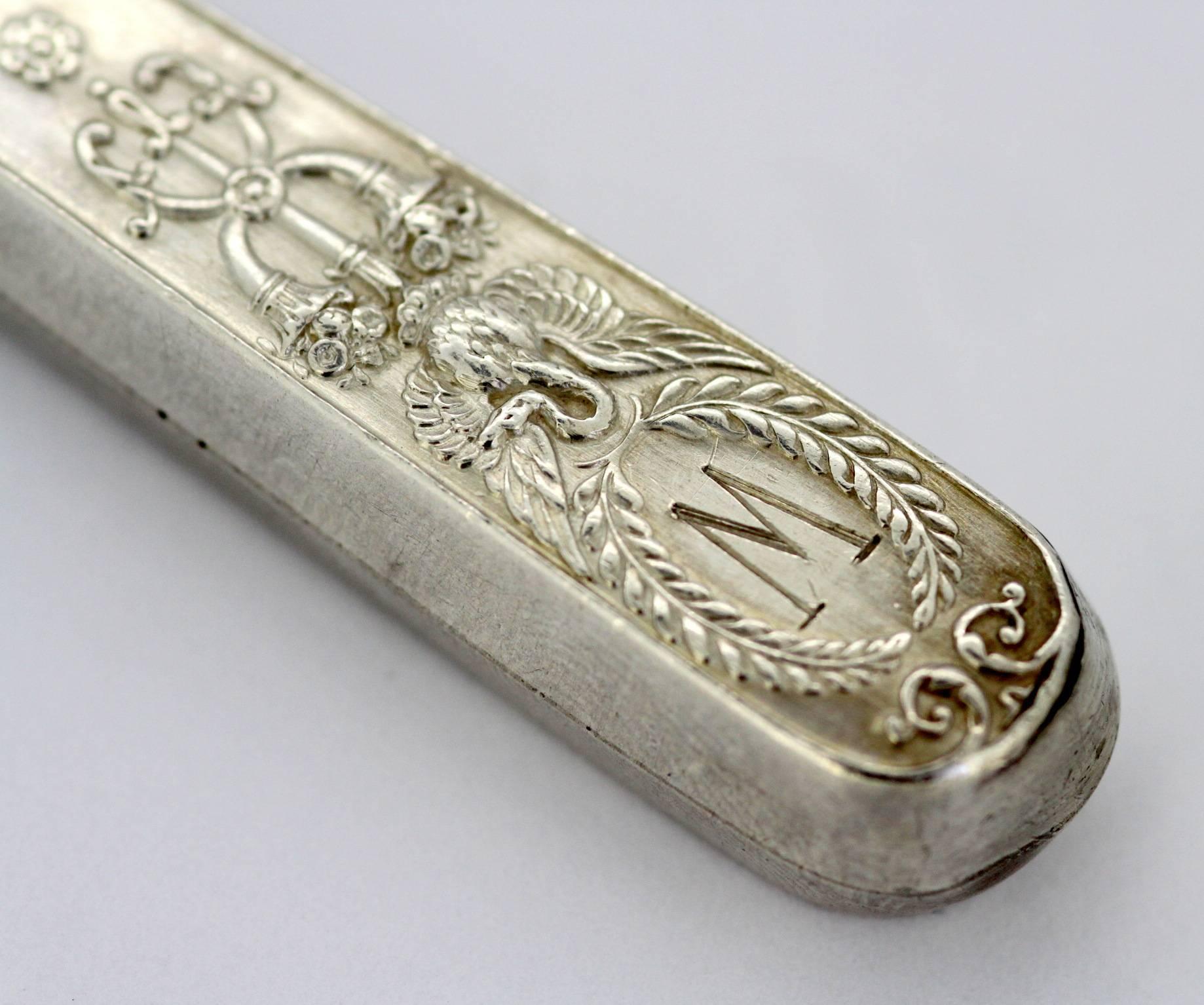 Late 19th Century Fabergé, Antique Solid Silver Fork with Initials, circa 1870s