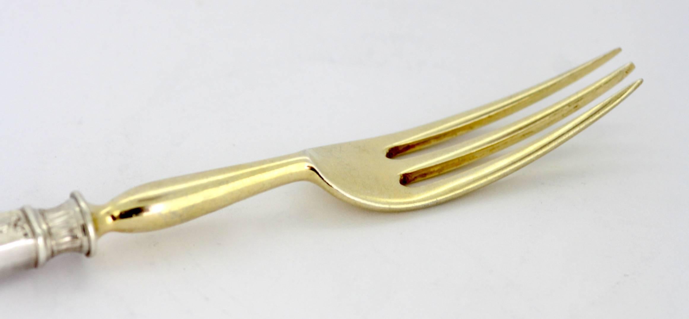 Fabergé, Antique Solid Silver Fork with Initials, circa 1870s 2