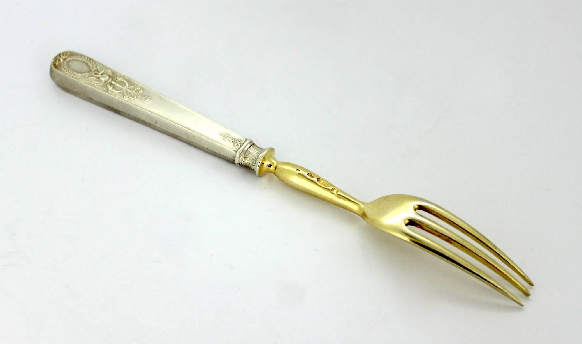 Fabergé, Antique Solid Silver Fork with Initials, circa 1870s 3