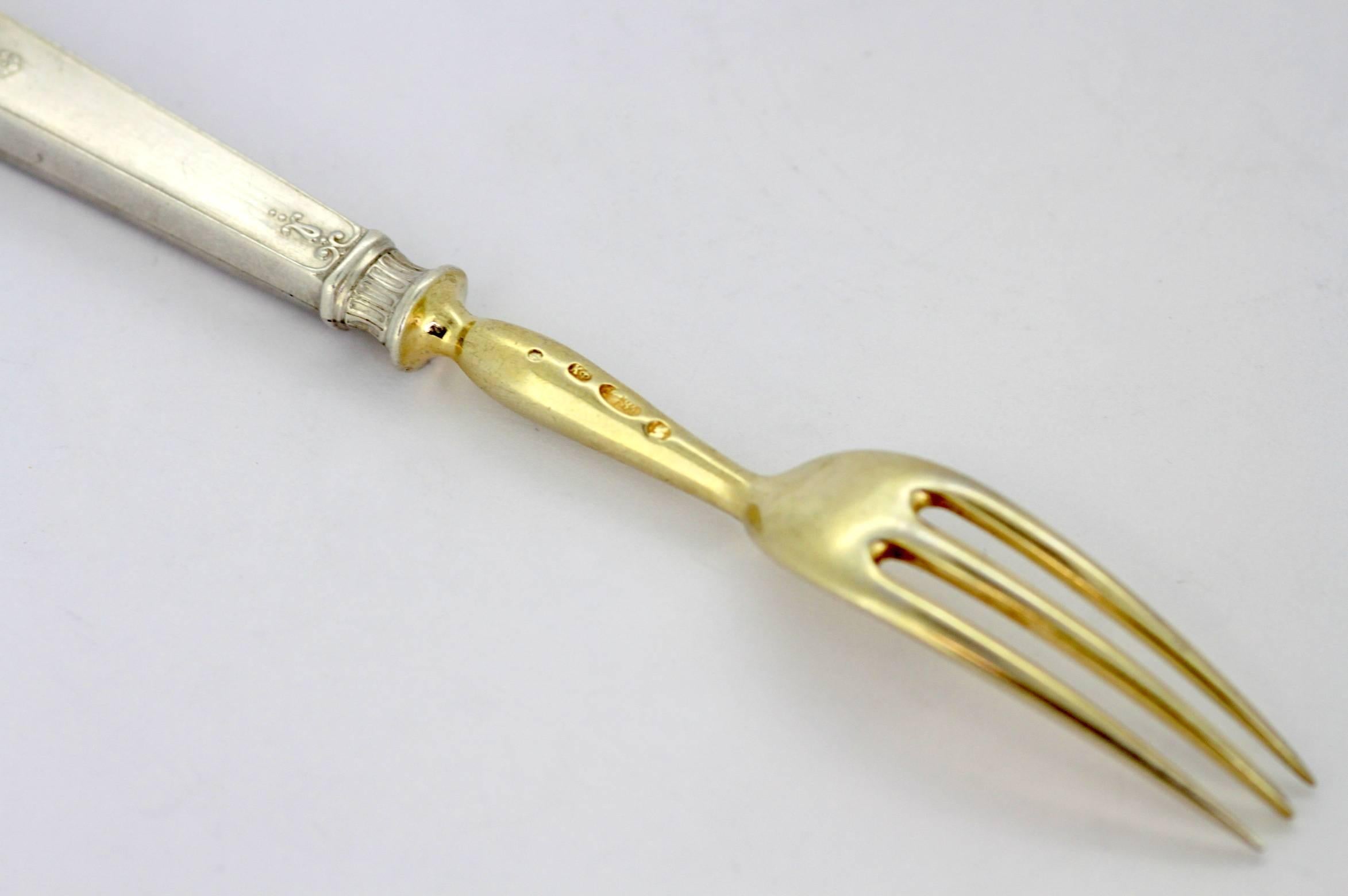 Fabergé, Antique Solid Silver Fork with Initials, circa 1870s 5