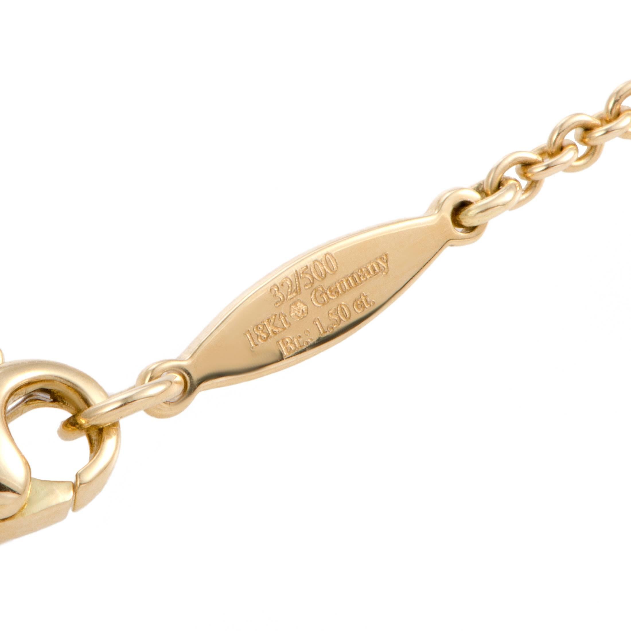 Round Cut Modern Fabergé Diamond Pave Enameled Dangling Gold Flower Pendant Necklace