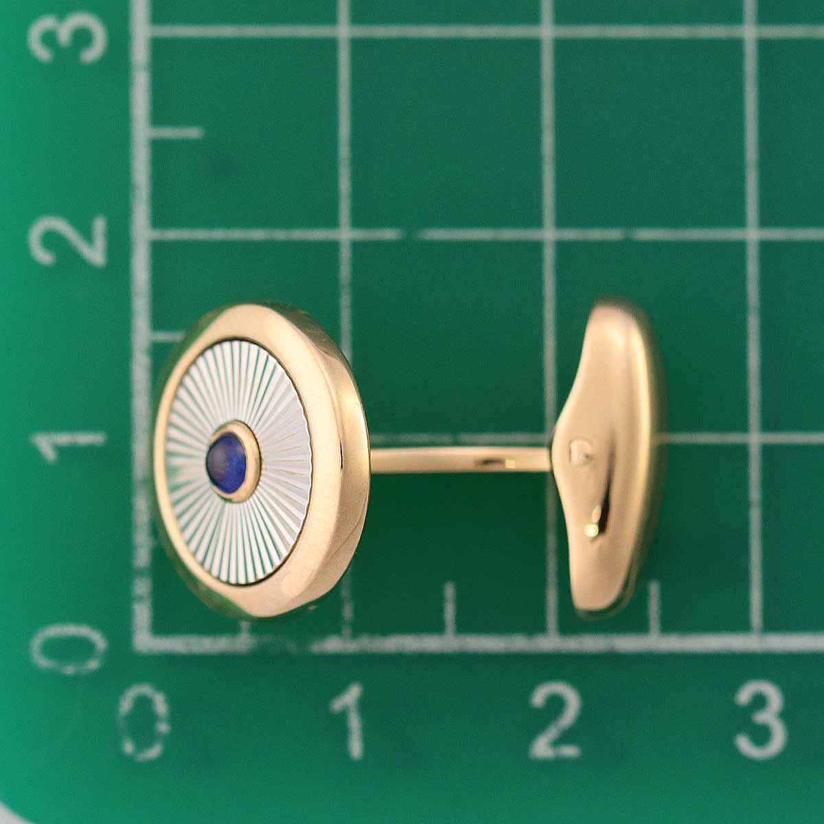 FABERGE 0.20ct Sapphire 18K Pink Gold White Gold Cufflinks For Sale 2