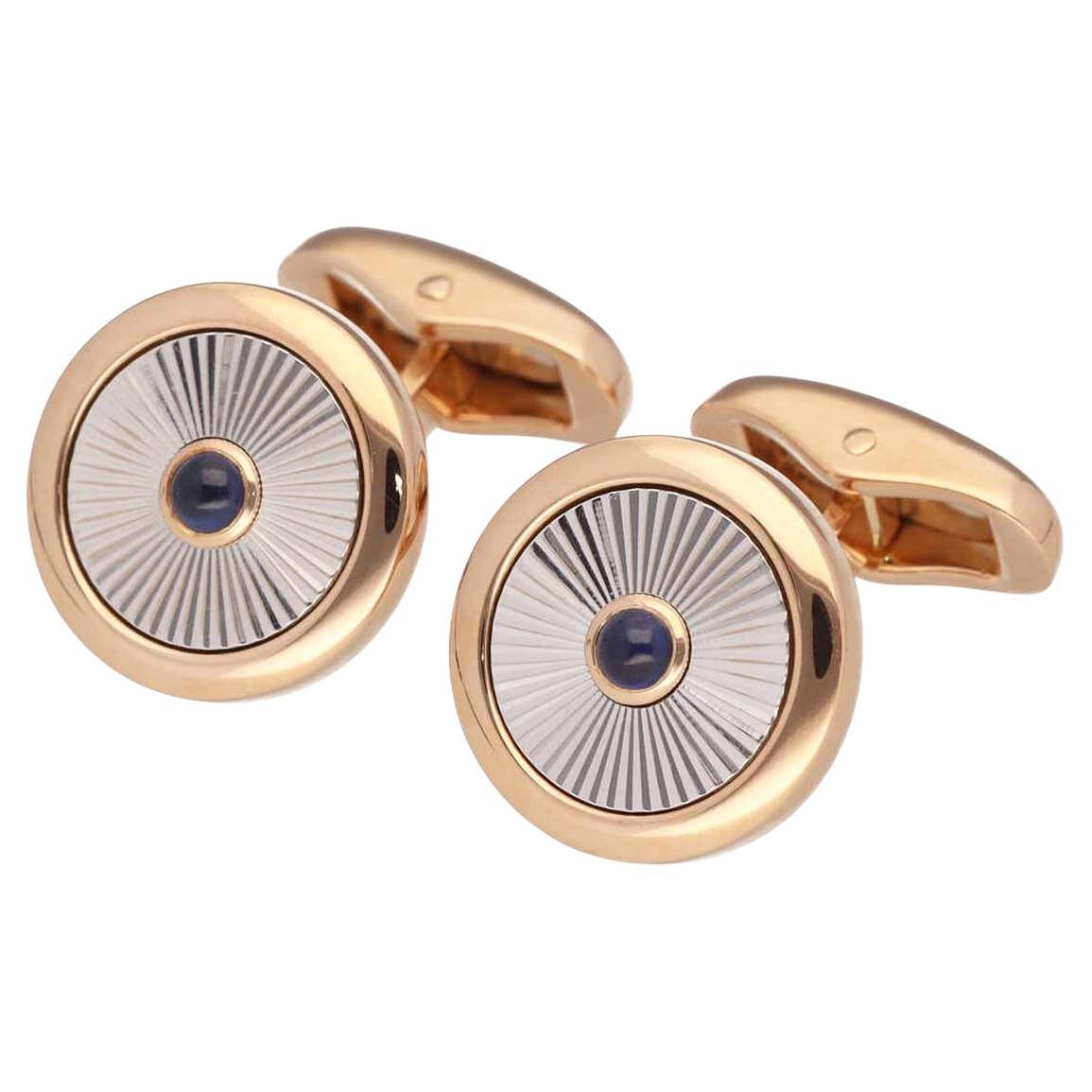 FABERGE Boutons de manchette en or rose 18 carats avec saphirs de 0,20 carat