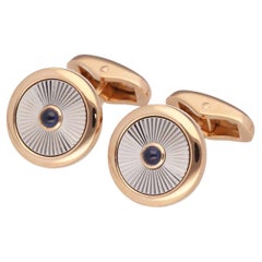FABERGE Boutons de manchette en or rose 18 carats avec saphirs de 0,20 carat