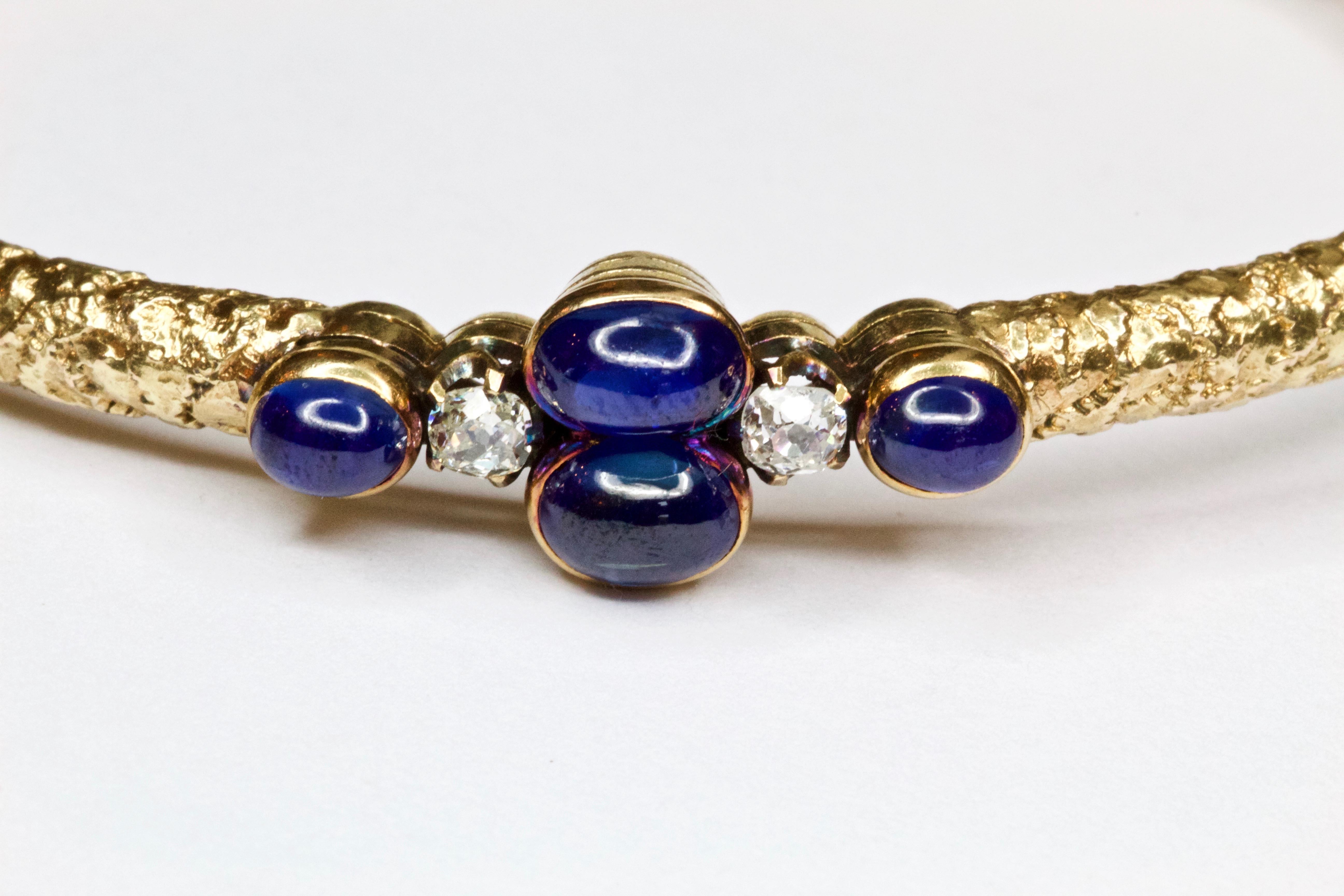 Fabergé 14 Karat Gold Diamond Sapphire Bangle 4