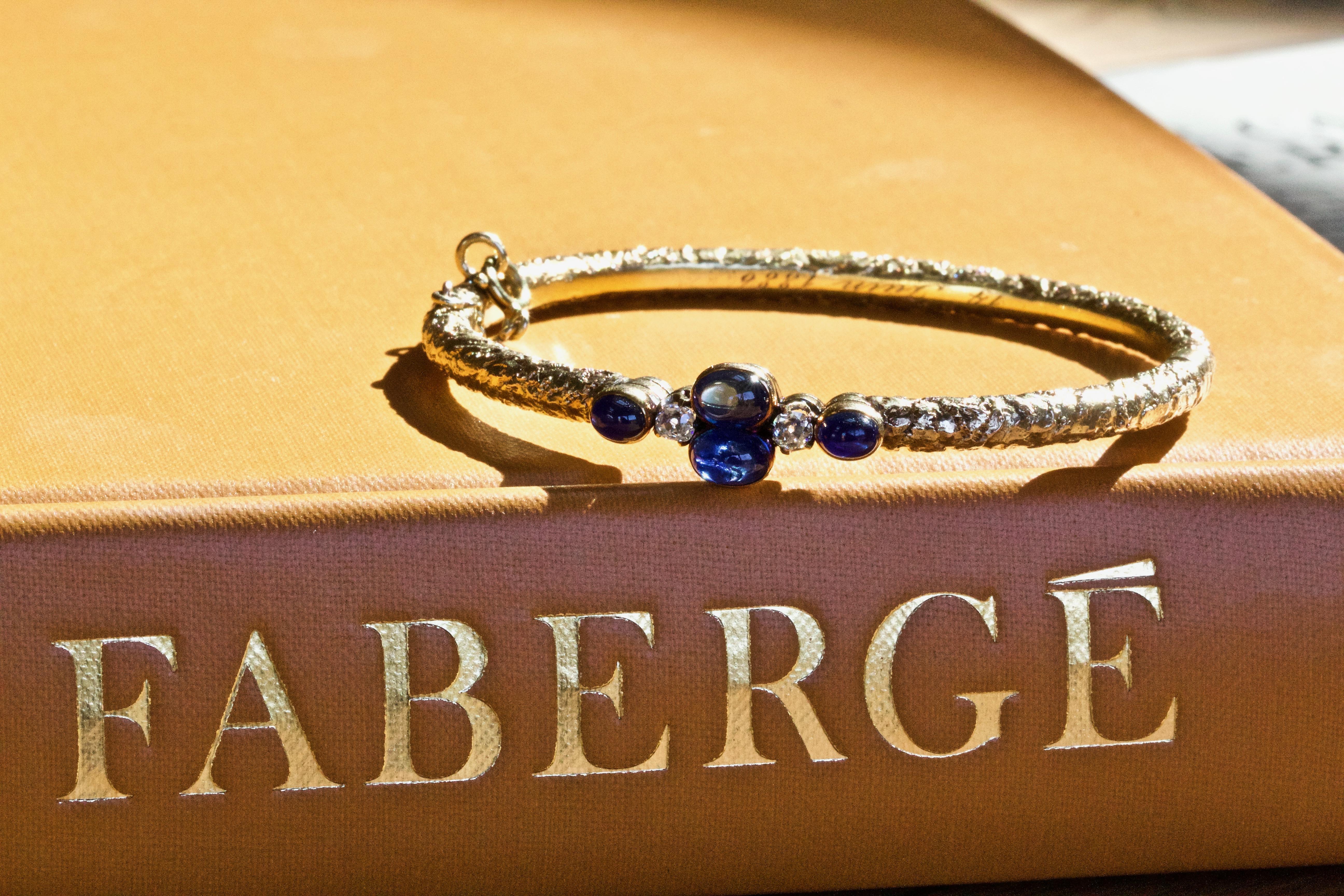 Fabergé 14 Karat Gold Diamond Sapphire Bangle 6