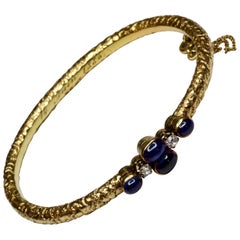 Fabergé 14 Karat Gold Diamond Sapphire Bangle