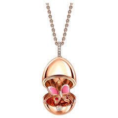 Fabergé 18K Gold, Sapphire & Diamond Butterfly Surprise Egg Pendant, US Clients