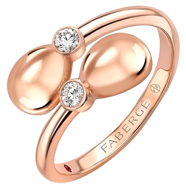 Fabergé 18 Karat Rose Gold and Diamond Eggs Crossover Ring, US Clients For Sale