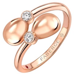 Fabergé 18 Karat Rose Gold and Diamond Eggs Crossover Ring, US Clients