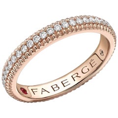 Fabergé 18 Karat Rose Gold Diamond Set Fluted Band Ring, US Clients