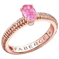 Fabergé 18 Karat Rose Gold Oval Pink Sapphire Fluted Ring, US Clients