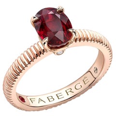 Fabergé 18 Karat Rose Gold Oval Ruby Fluted Ring