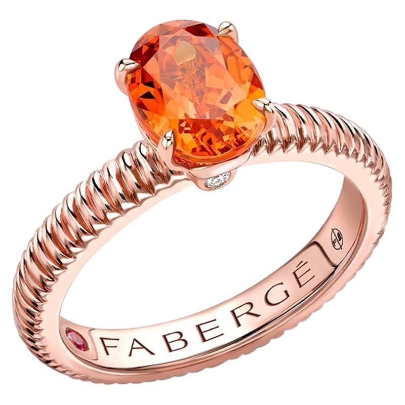 Fabergé 18 Karat Rose Gold Oval Spessartite Fluted Ring, US Clients For Sale