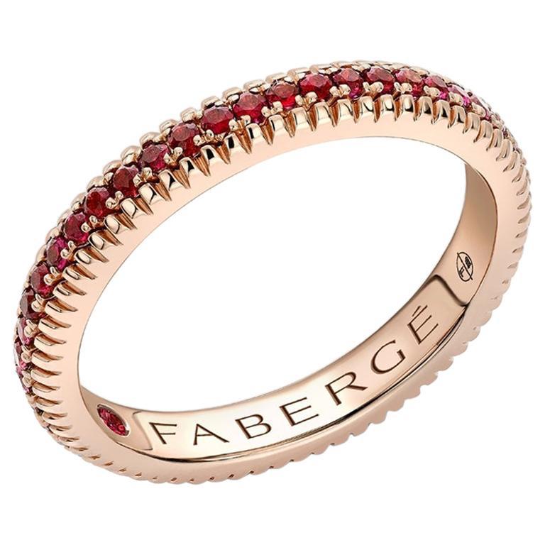 Fabergé Colours of Love Rose Gold Ruby Set Fluted Ring For Sale