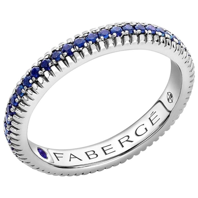 Fabergé Colours of Love White Gold Sapphire Fluted Eternity Ring For Sale