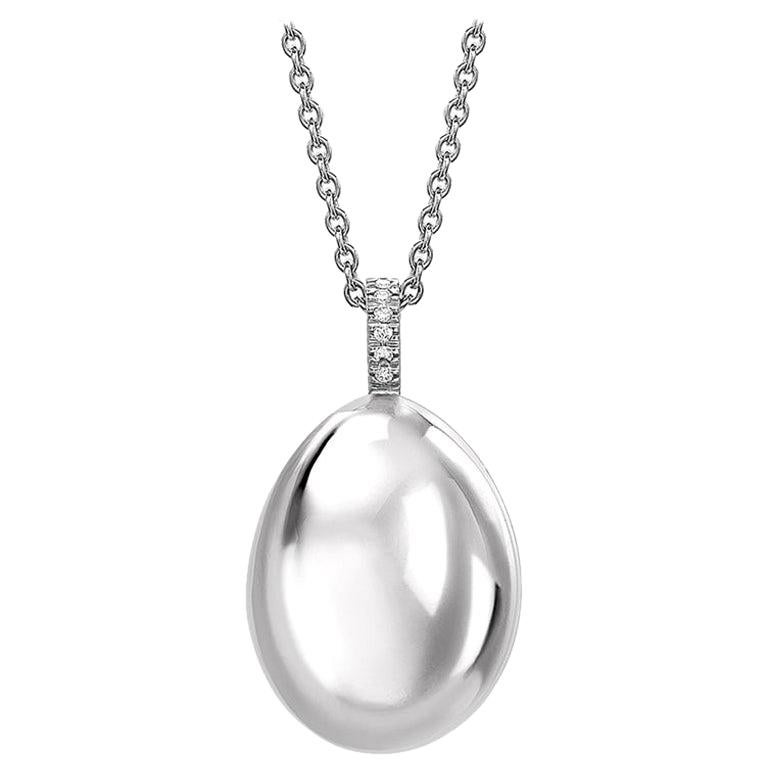 Fabergé Essence White Gold Egg Pendant For Sale