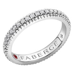 Fabergé 18 Karat White Gold Fluted Band Ring with Diamonds, US Clients
