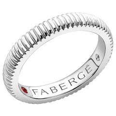 Fabergé 18 Karat White Gold Fluted Wedding Band Ring, US Clients