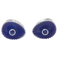 Fabergé 18 Karat White Gold Round Cut Sapphire and Diamond Grigori Cufflinks