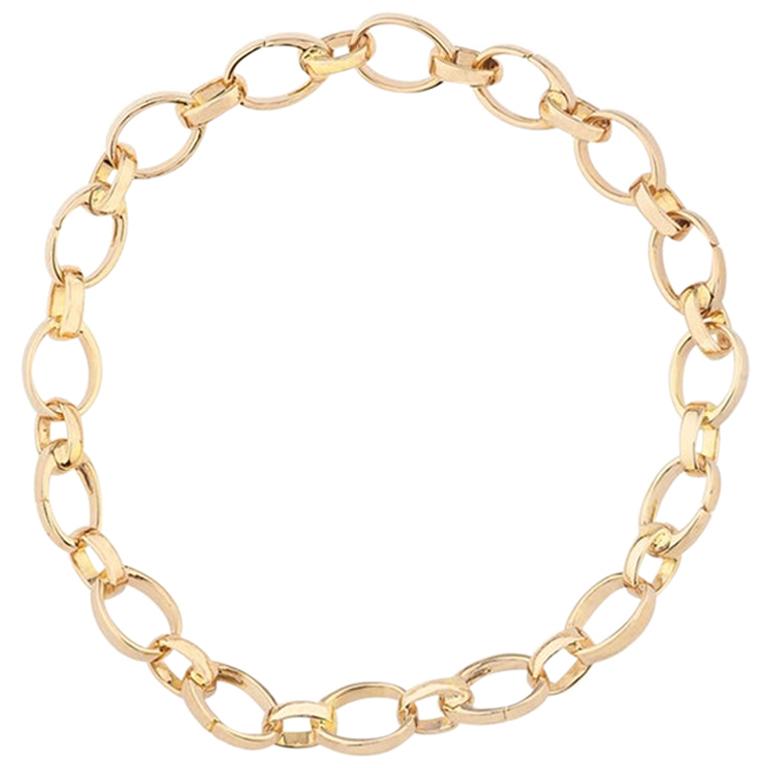 Fabergé 18 Karat Yellow Gold Chunky Chain Bracelet for Charms, US Clients For Sale