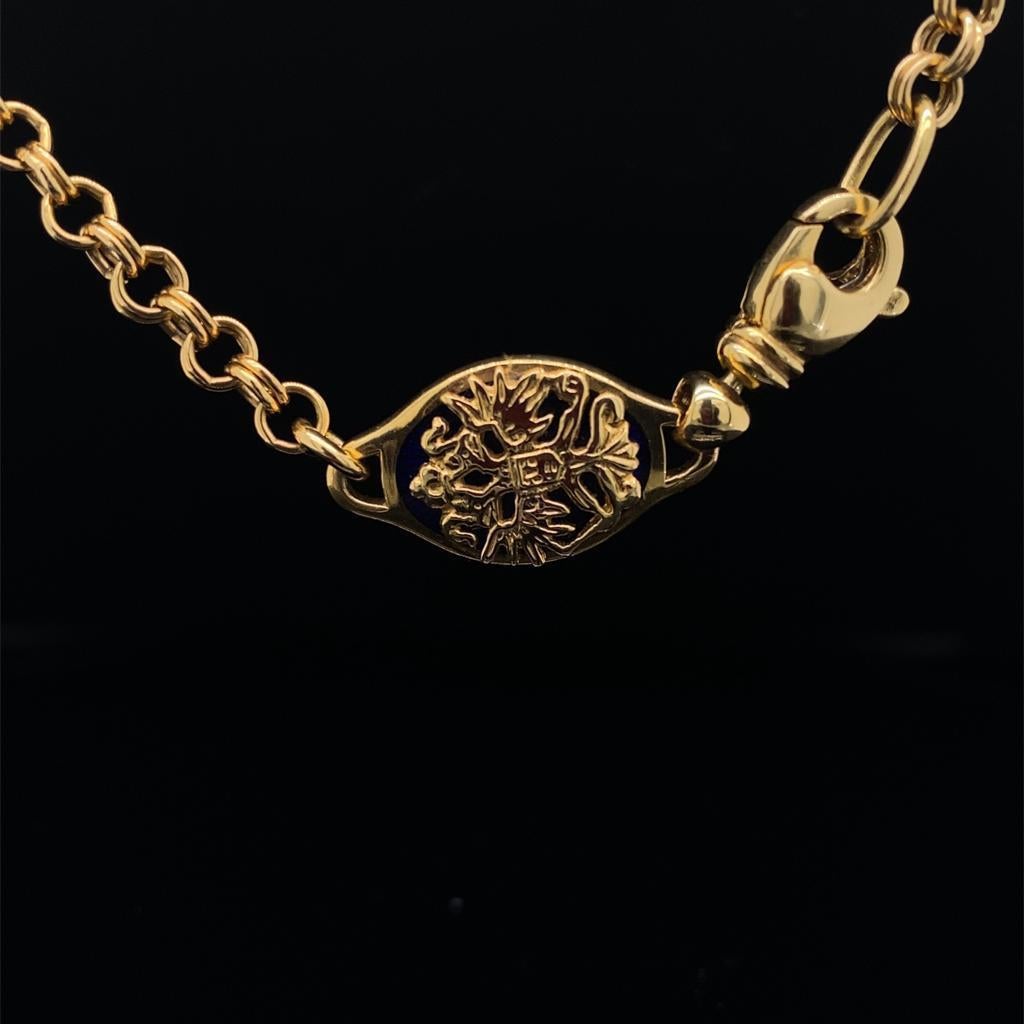 Fabergé 18 Karat Gelbgold Emaille-Diamant-Herz-Anhänger und Kette (Neorussisch)