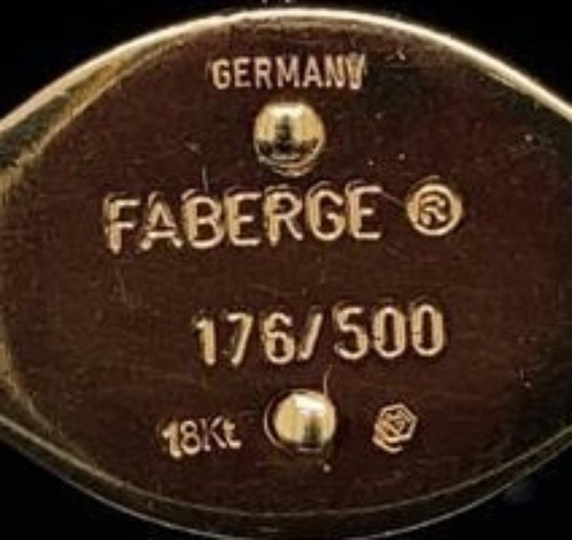 Fabergé 18 Karat Gelbgold Emaille-Diamant-Herz-Anhänger und Kette im Zustand „Gut“ in London, GB