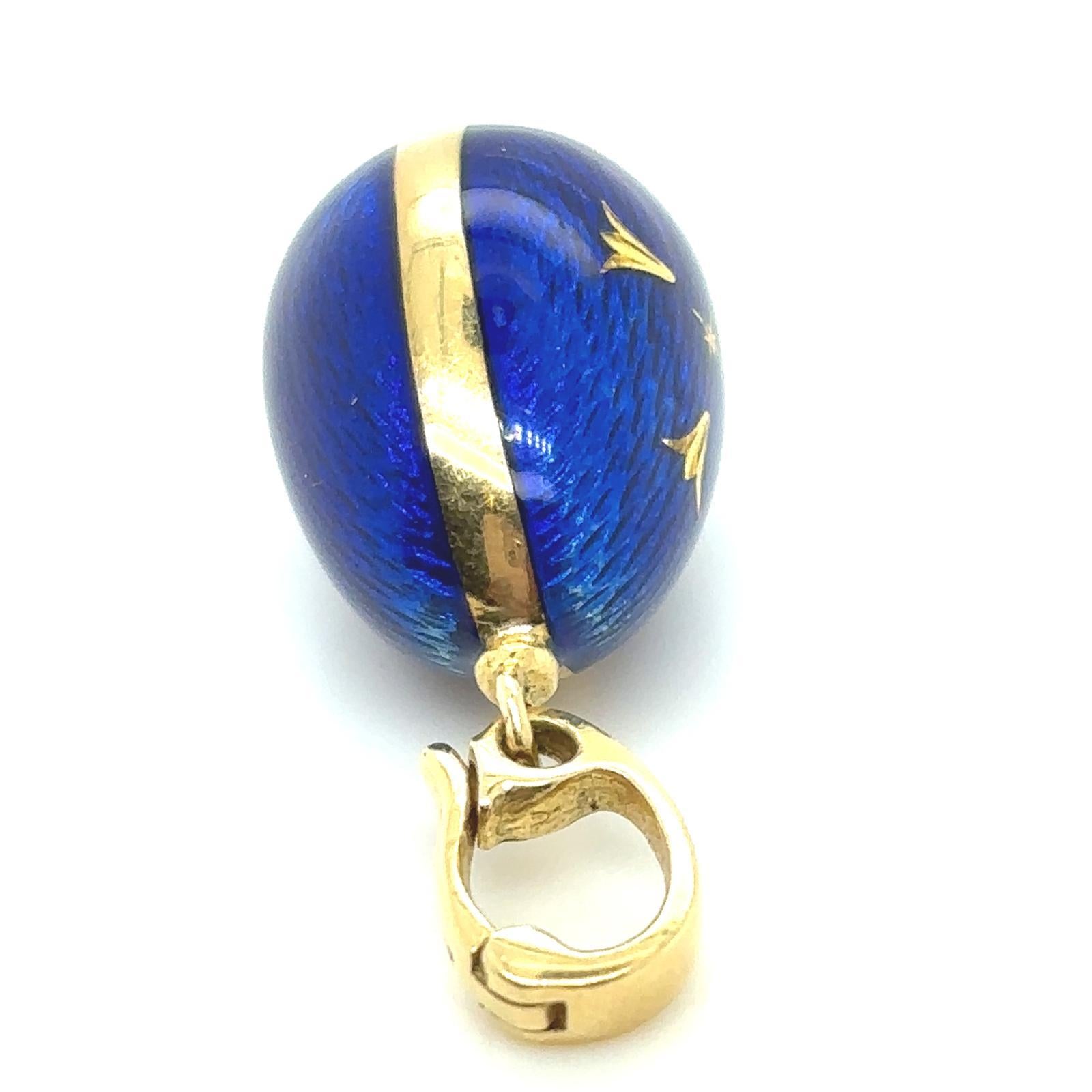Fabergé 18 Karat Yellow Gold Enamel Egg Pendant 6