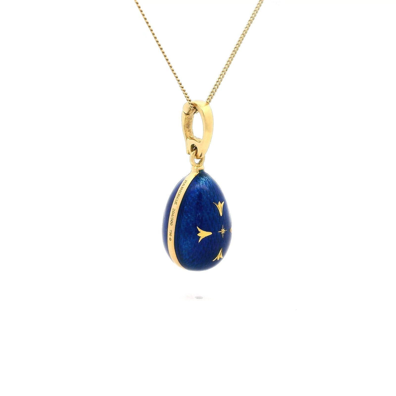 Russian Revival Fabergé 18 Karat Yellow Gold Enamel Egg Pendant