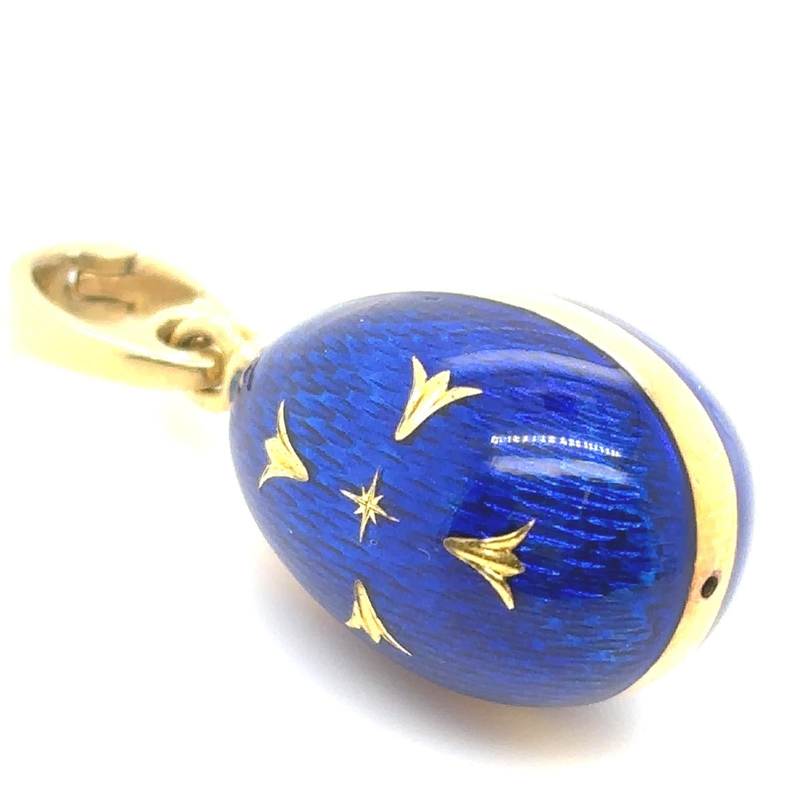 Women's Fabergé 18 Karat Yellow Gold Enamel Egg Pendant