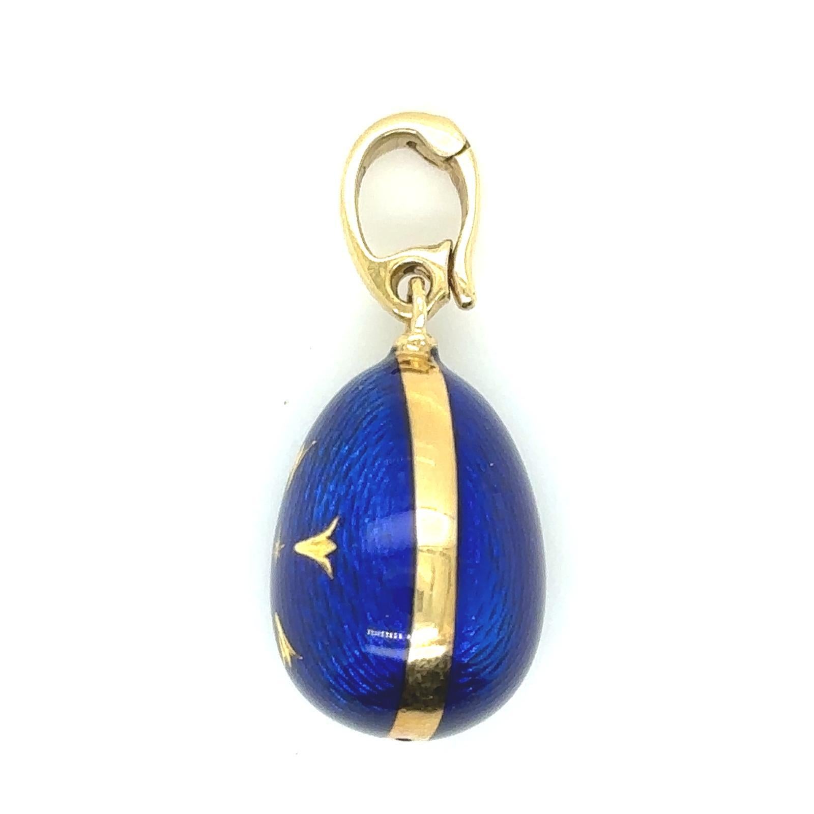 Fabergé 18 Karat Yellow Gold Enamel Egg Pendant 1