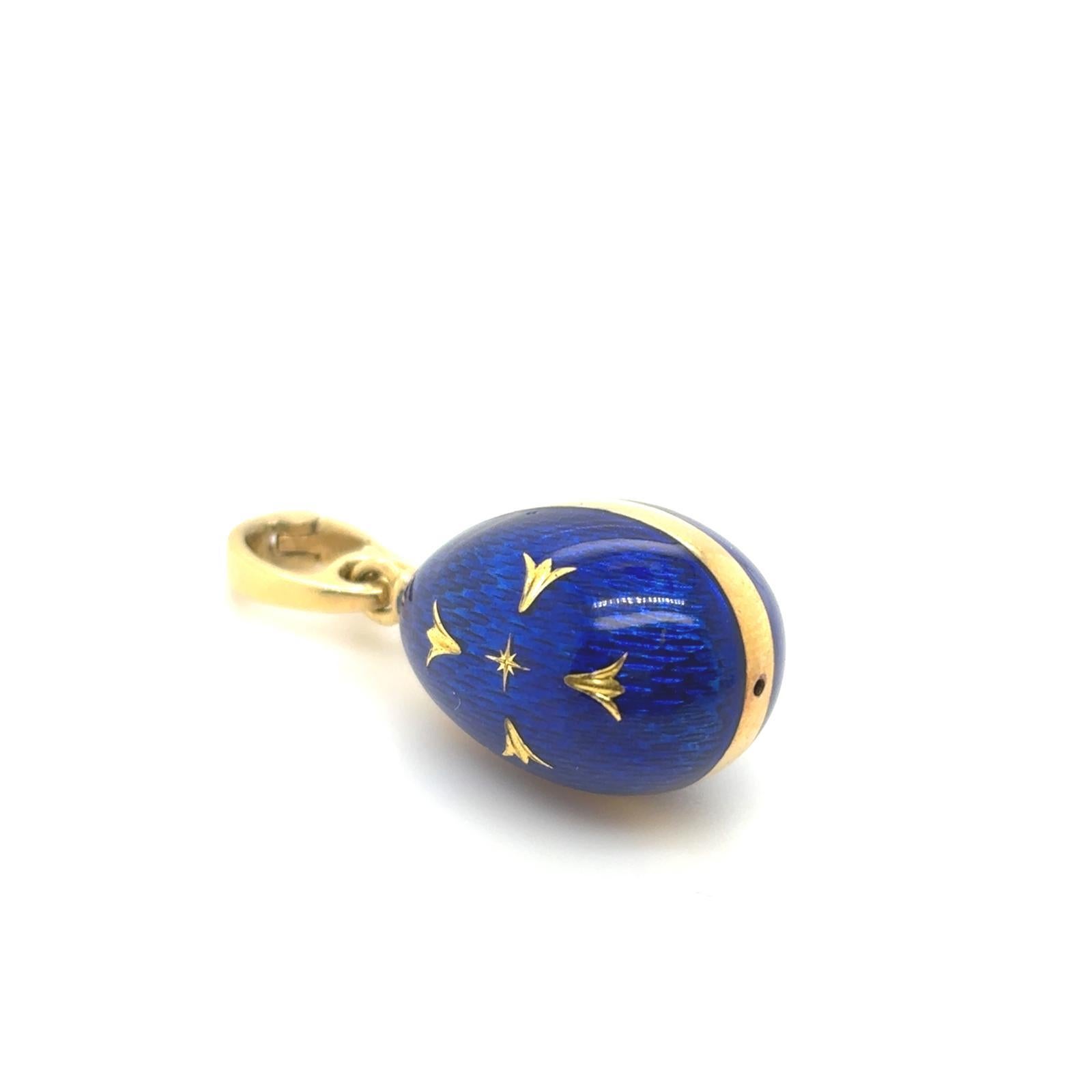 Fabergé 18 Karat Yellow Gold Enamel Egg Pendant 2