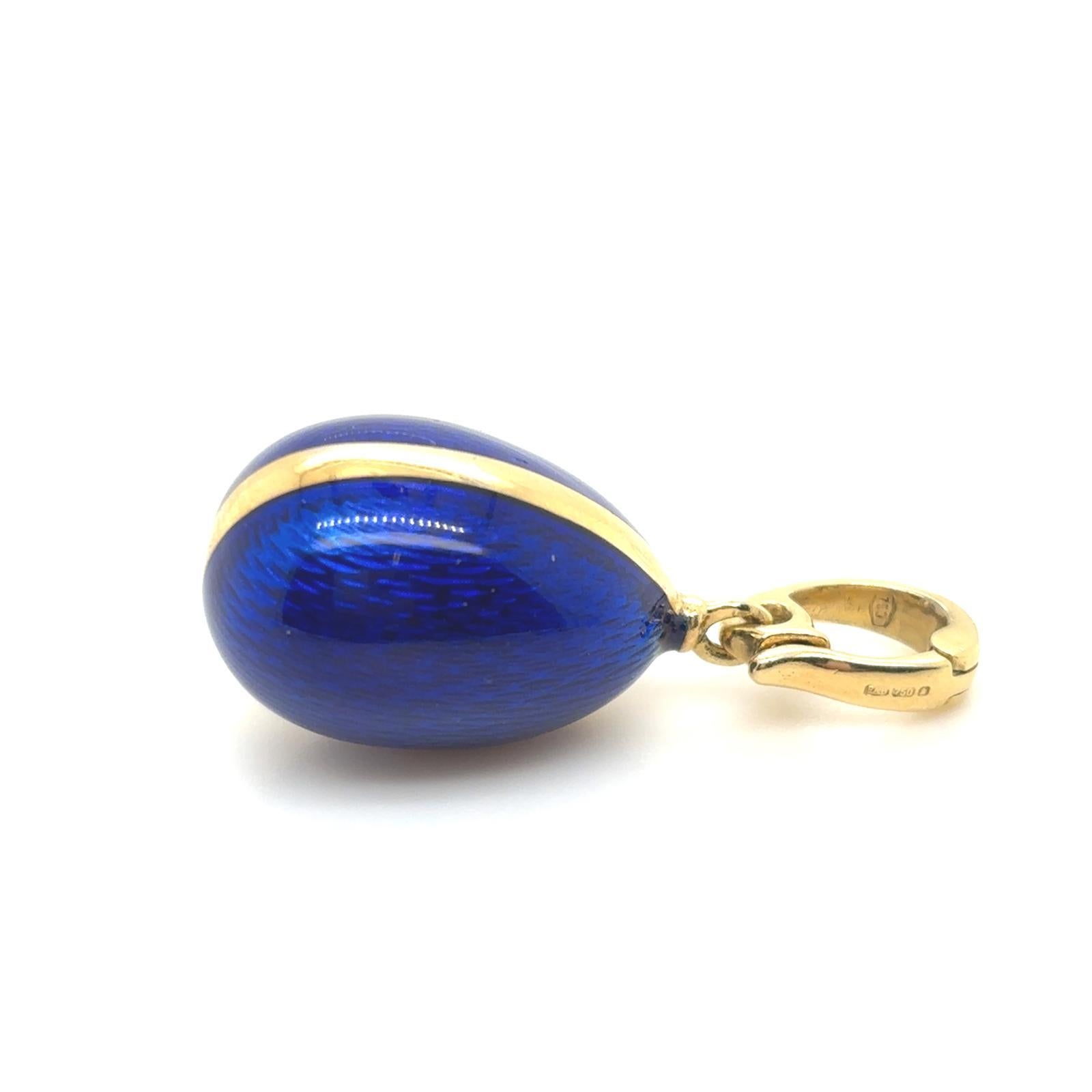 Fabergé 18 Karat Yellow Gold Enamel Egg Pendant 3