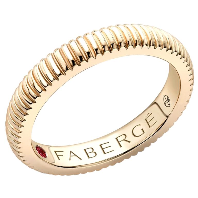 Fabergé 18 Karat Yellow Gold Fluted Band Wedding Ring, US Clients For Sale