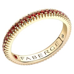Fabergé 18 Karat Yellow Gold Ruby Set Fluted Band Ring, US Clients
