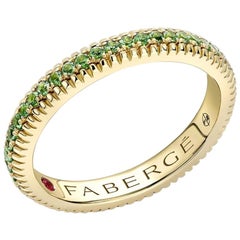 Fabergé 18 Karat Yellow Gold Tsavorite Set Fluted Band Ring, US Clients